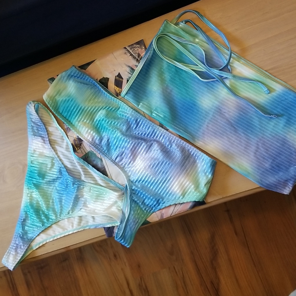Ombre one shoulder bikini set with skirt xl - Picture 2 of 5